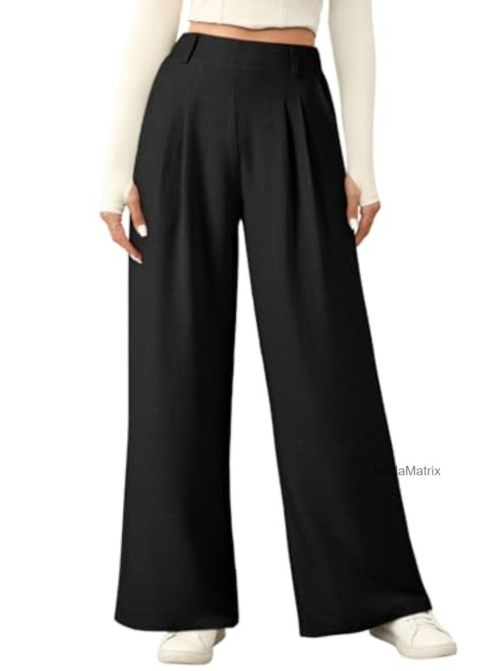 Wide Leg High Waisted Palazzo Pants with Pockets Casual Work Trousers